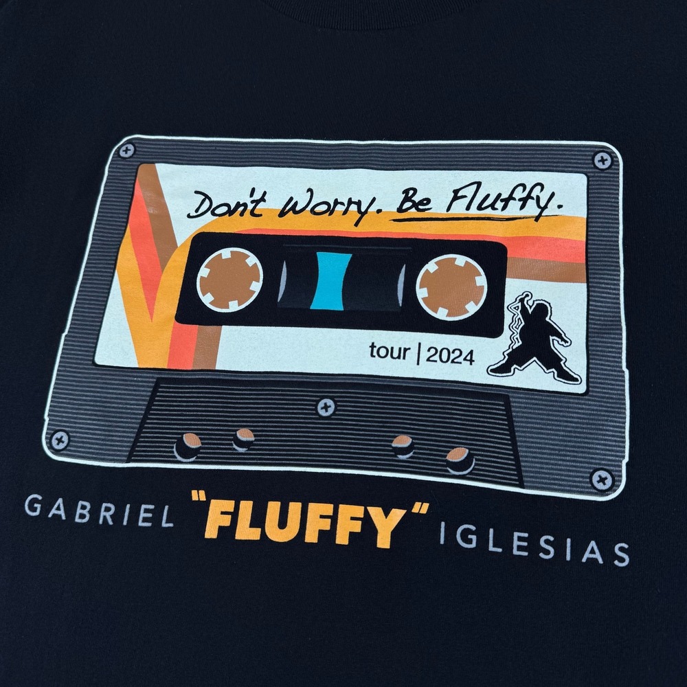 Gabriel Iglesias Fluffy 2024 Tour Tee M Funny Retro Cassette Graphic Black Shirt